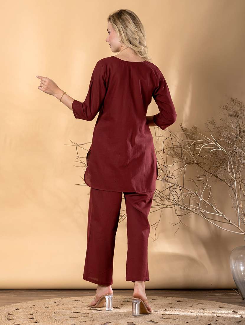 women three quarter sleeve ethnic co-ord set - 22072969 -  Standard Image - 3