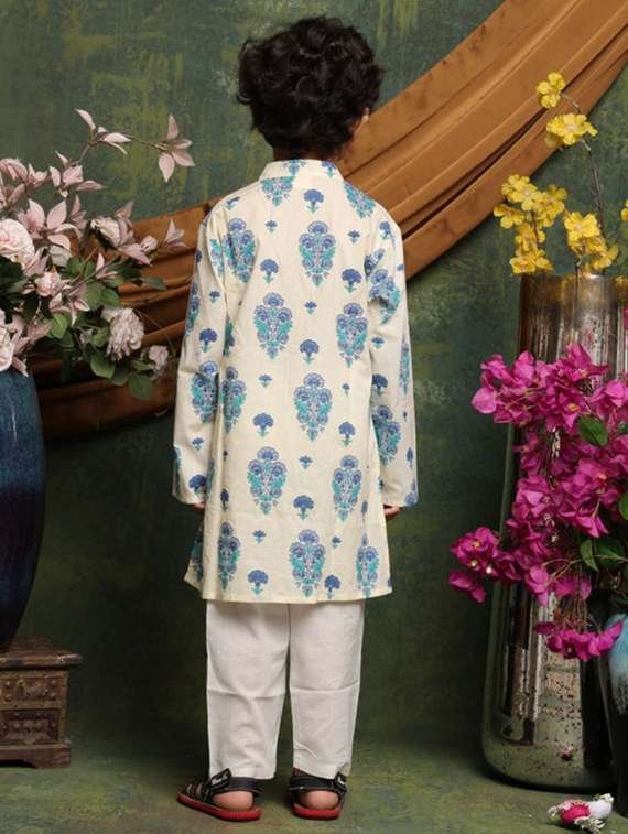 boys printed long sleeve kurta and pyjama set - 22072972 - Standard Image - 5