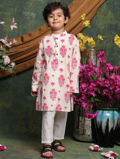 boys printed long sleeve kurta and pyjama set - 22072973 -  Standard Image - 0