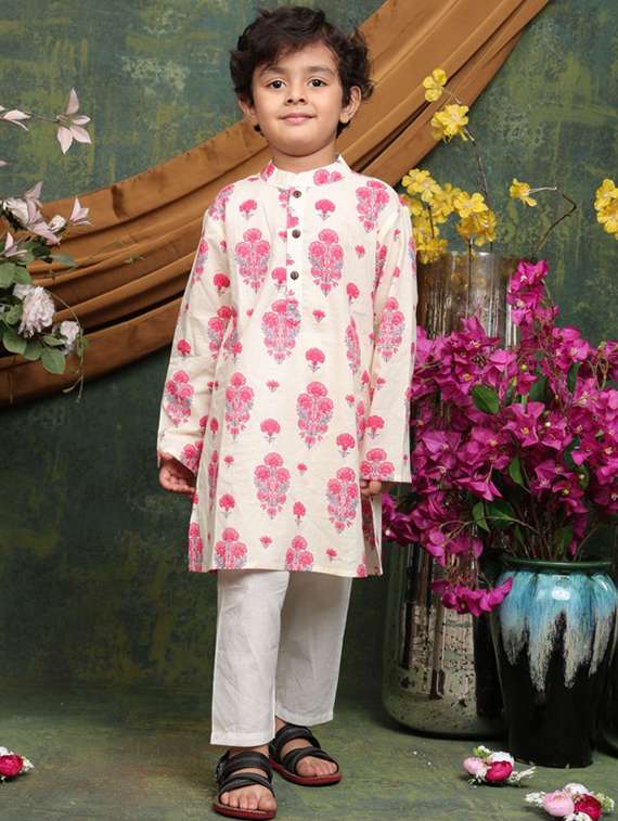 boys printed long sleeve kurta and pyjama set - 22072973 - Standard Image - 3