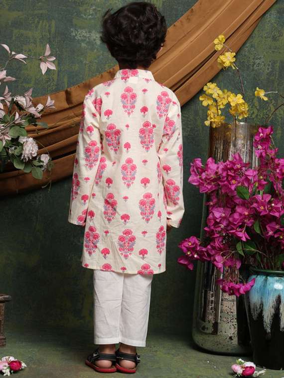 boys printed long sleeve kurta and pyjama set - 22072973 - Standard Image - 5