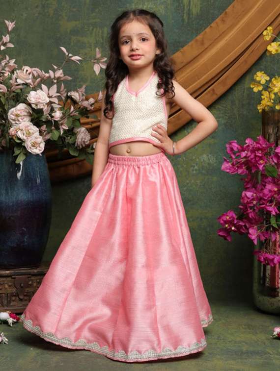 girls embellished sleveeless lehenga choli set - 22072987 -  Zoom Image - 0
