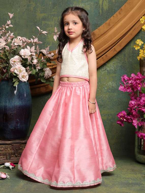 girls embellished sleveeless lehenga choli set - 22072987 - Standard Image - 3