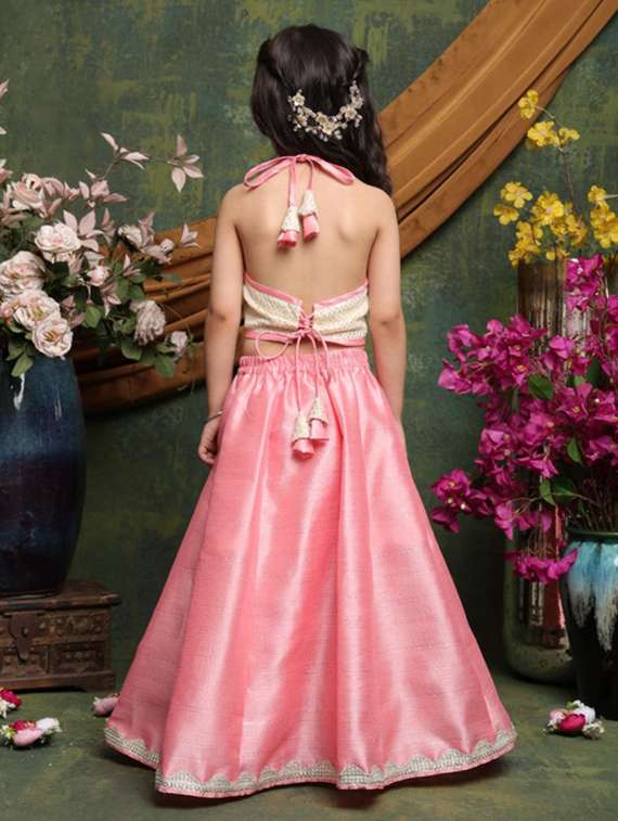 girls embellished sleveeless lehenga choli set - 22072987 - Standard Image - 5
