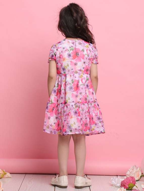 girls floral print puff sleeve tiered dress - 22073010 -  Standard Image - 3