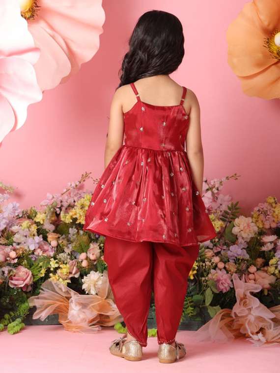 girls embellished sleeveless kurta and dhoti set  - 22073034 -  Standard Image - 3