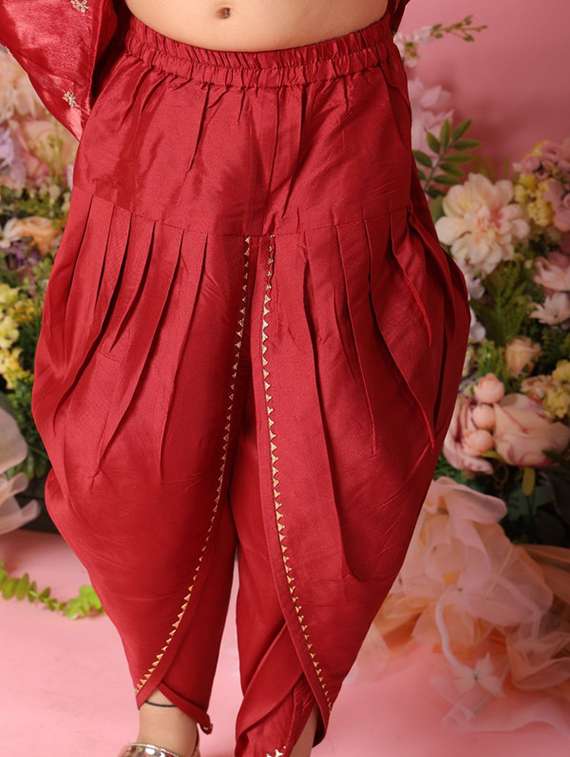 girls embellished sleeveless kurta and dhoti set  - 22073034 -  Standard Image - 5