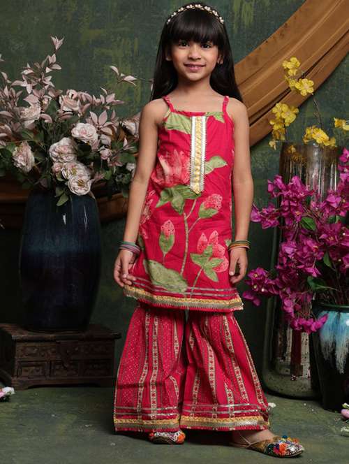red cotton suit set - 22073043 -  Standard Image - 0