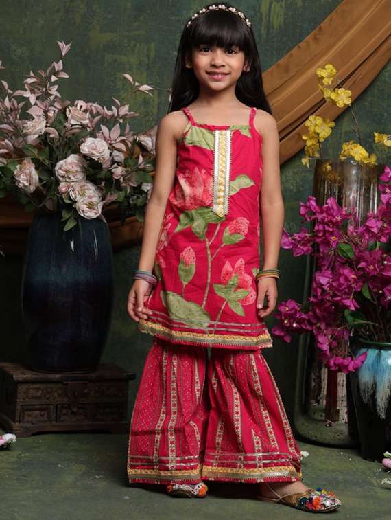 red cotton suit set - 22073043 -  Zoom Image - 0