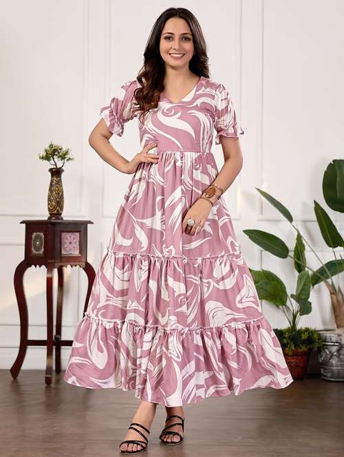 pink crepe fit & flare dress - 22073249 -  Standard Image - 0