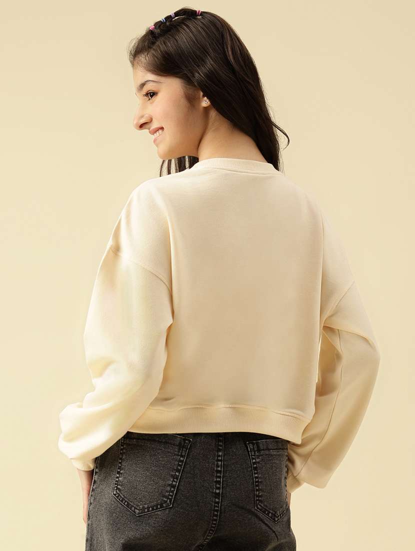 girls printed long sleeve crop sweatshirt - 22073250 - Standard Image - 3