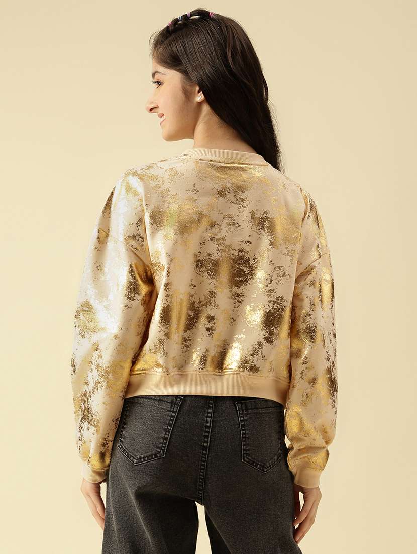girls printed long sleeve crop sweatshirt - 22073255 -  Standard Image - 3