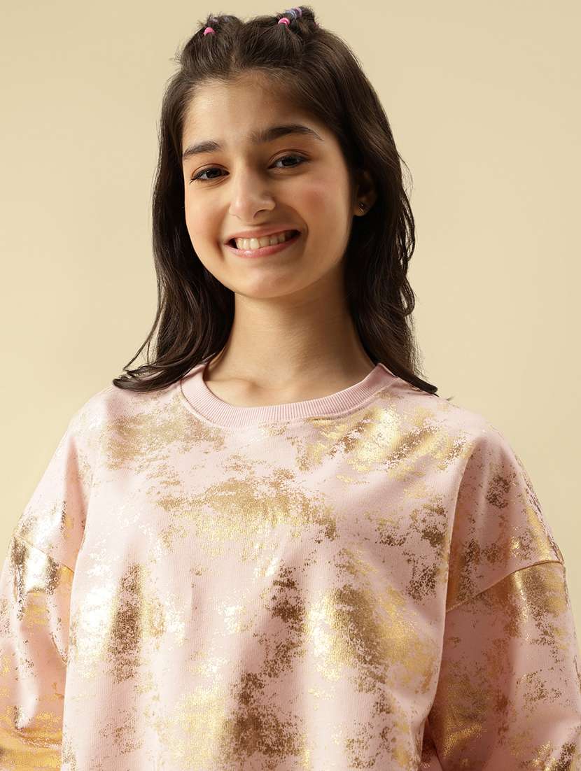 girls printed long sleeve crop sweatshirt - 22073256 -  Standard Image - 5