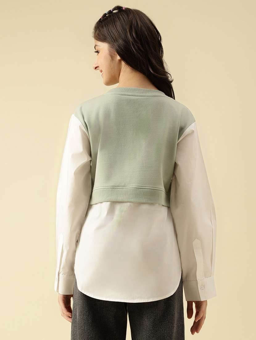 girls printed long sleeve crop sweatshirt - 22073258 -  Standard Image - 3