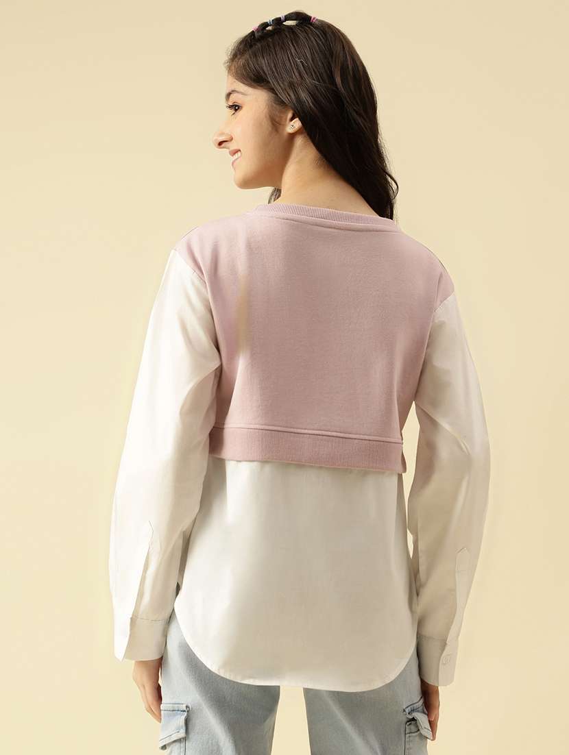 girls printed long sleeve crop sweatshirt - 22073259 -  Standard Image - 3