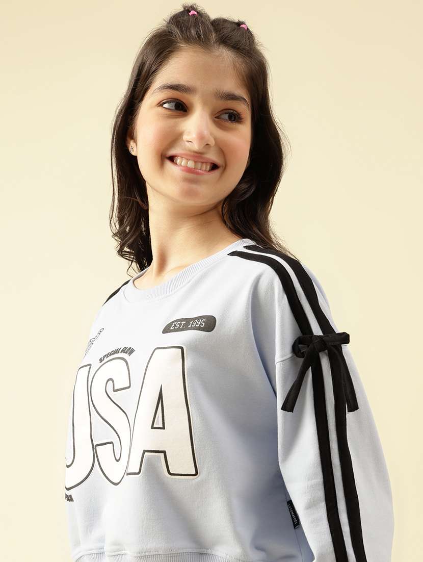 girls printed long sleeve crop sweatshirt - 22073260 -  Standard Image - 5