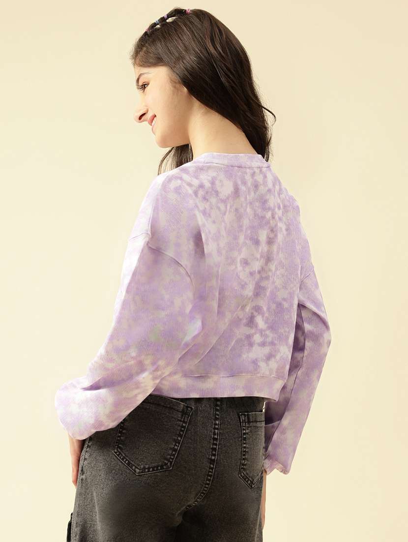 girls printed long sleeve crop sweatshirt - 22073262 - Standard Image - 3