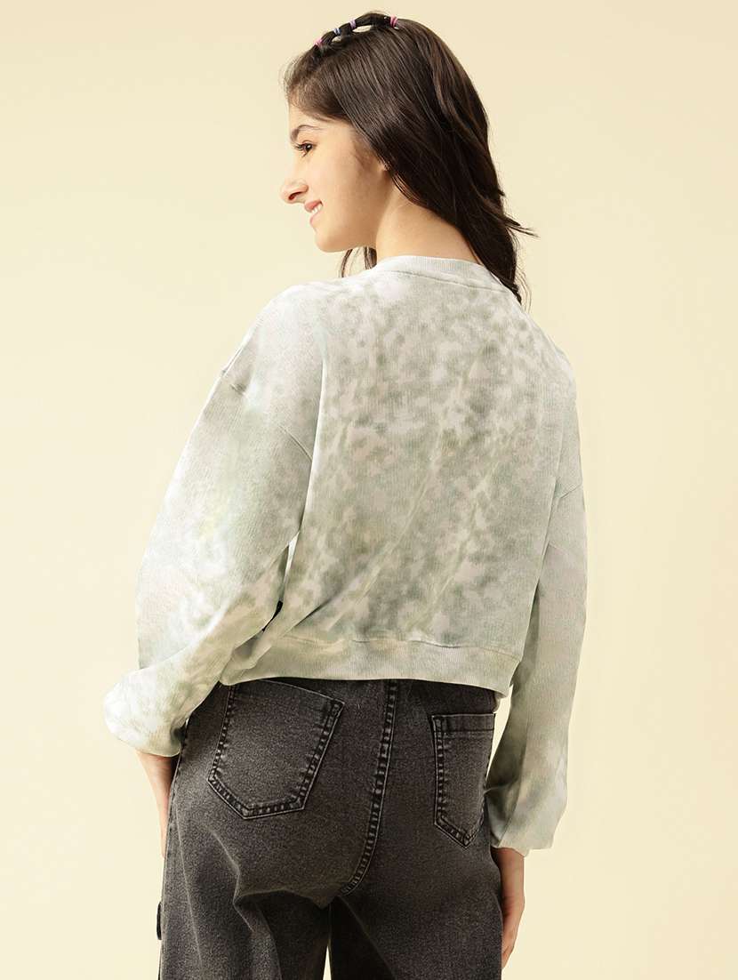 girls printed long sleeve crop sweatshirt - 22073263 - Standard Image - 3