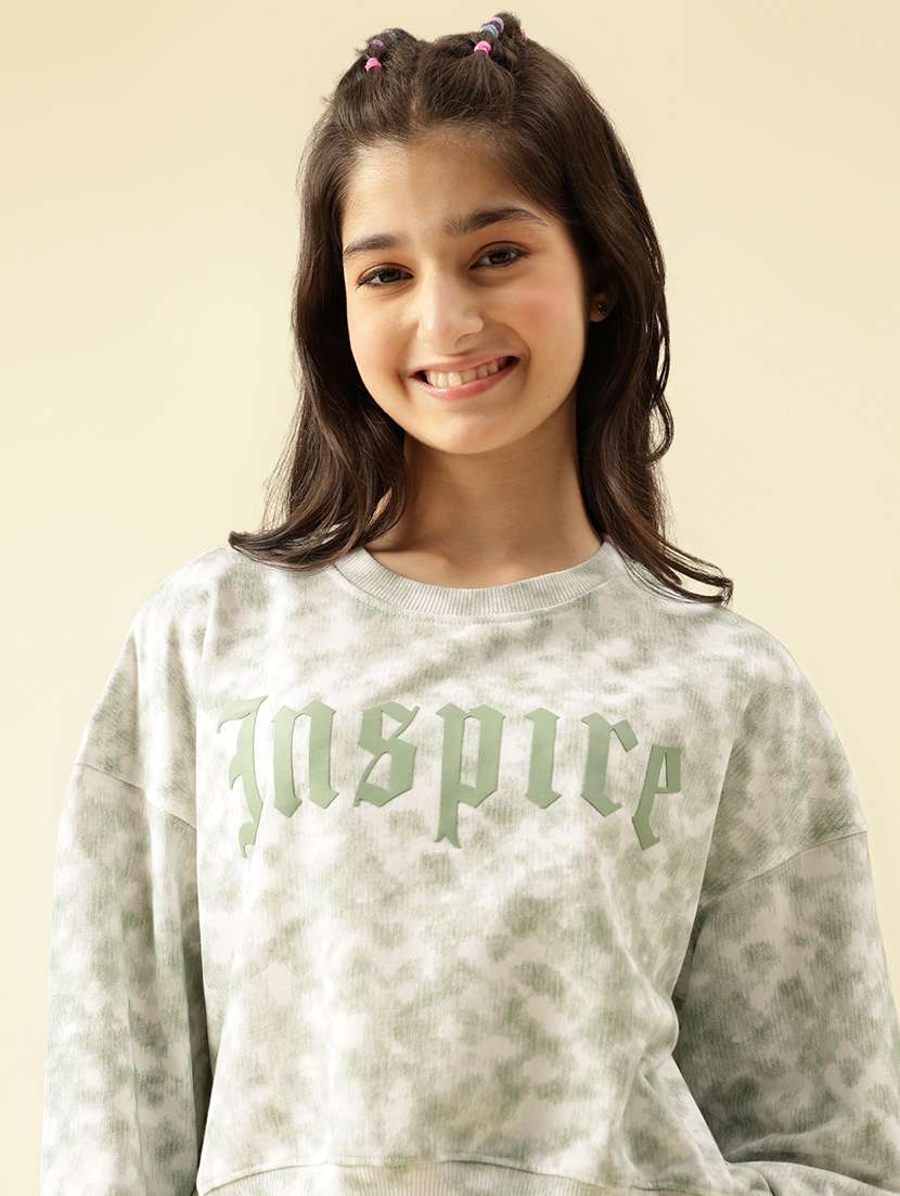 girls printed long sleeve crop sweatshirt - 22073263 - Standard Image - 5