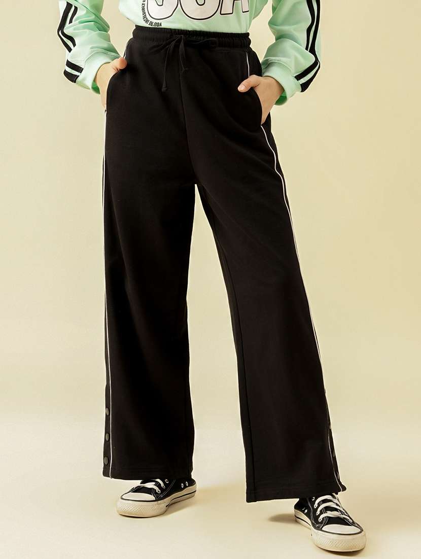 girls solid mid rise relaxed fit track pant - 22073265 - Zoom Image - 0