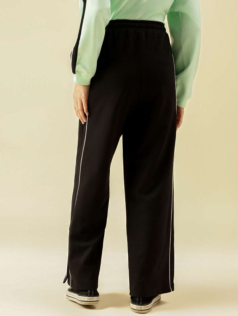 girls solid mid rise relaxed fit track pant - 22073265 - Standard Image - 3