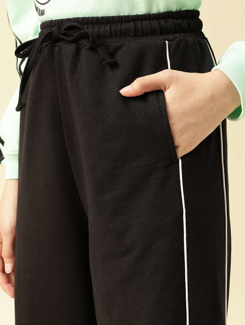 girls solid mid rise relaxed fit track pant - 22073265 - Standard Image - 5