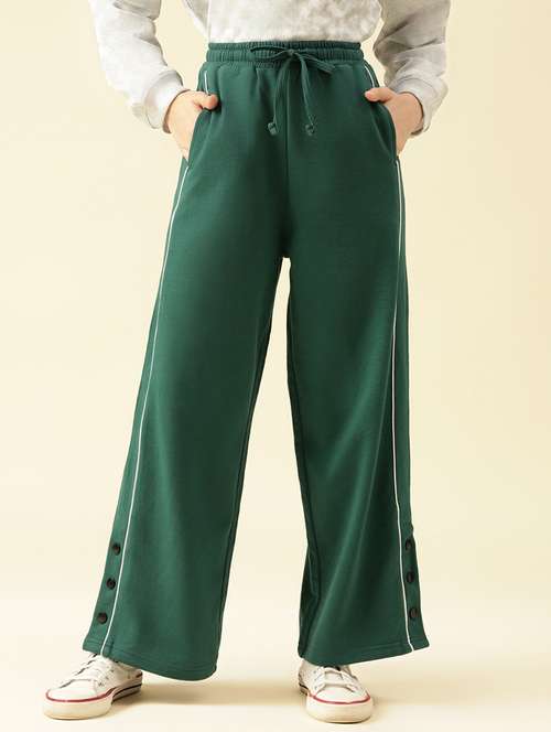 girls solid mid rise relaxed fit track pant - 22073266 -  Standard Image - 0