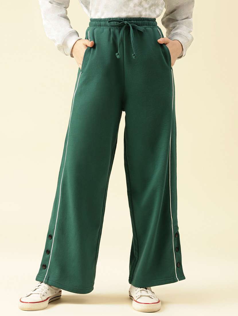 girls solid mid rise relaxed fit track pant - 22073266 -  Zoom Image - 0