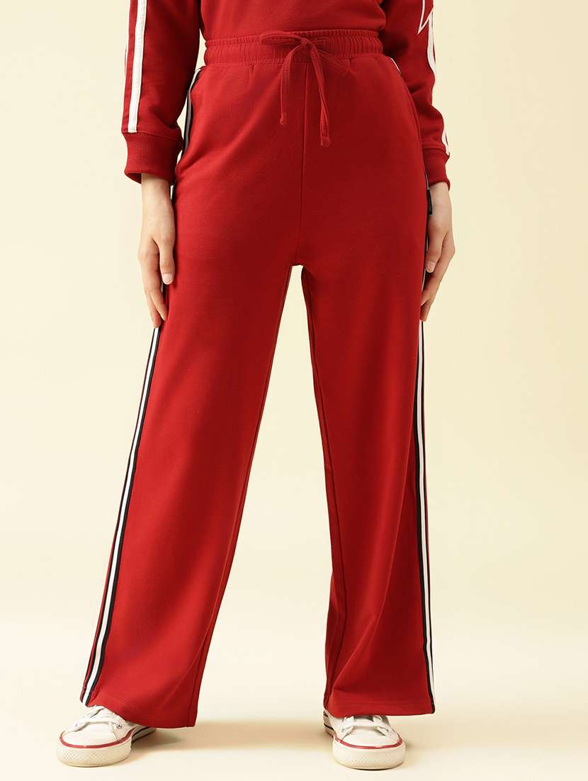 girls solid mid rise relaxed fit track pant