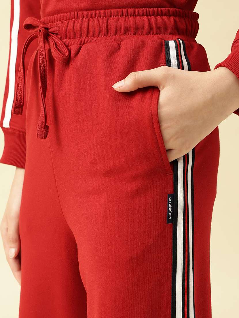 girls solid mid rise relaxed fit track pant - 22073267 - Standard Image - 5