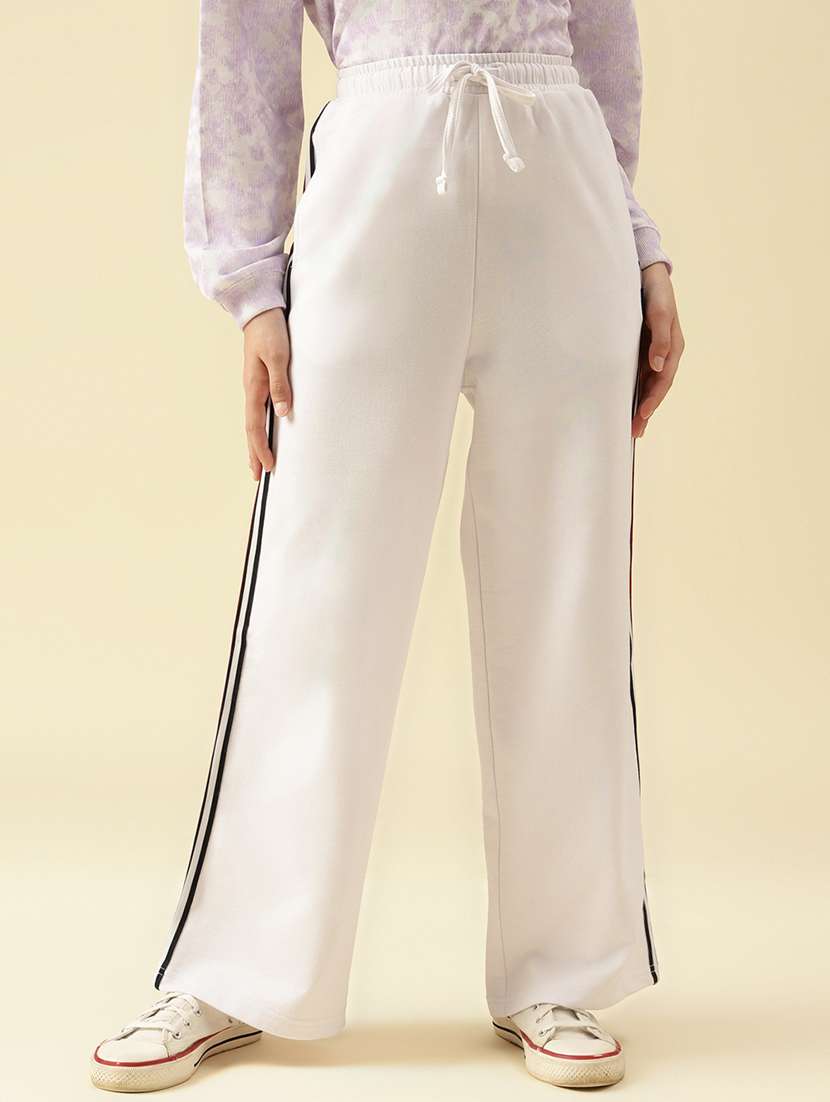 girls solid mid rise relaxed fit track pant