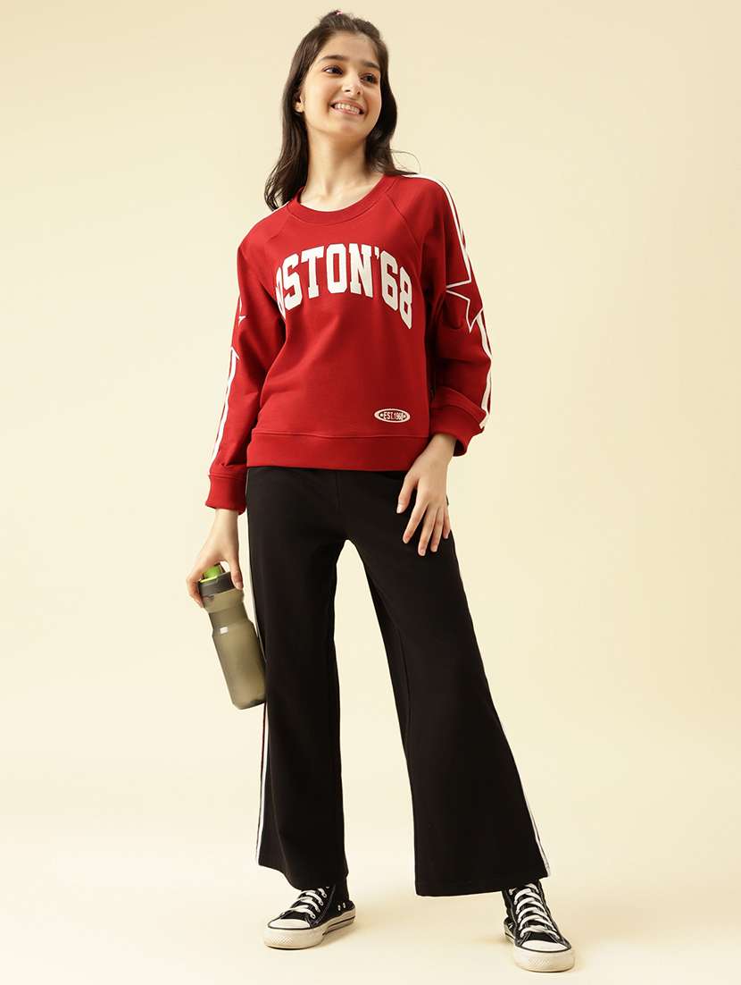 girls solid mid rise relaxed fit track pant - 22073269 - Standard Image - 3