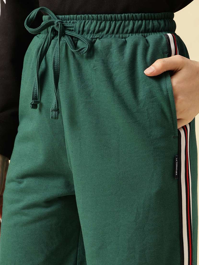girls solid mid rise relaxed fit track pant - 22073270 -  Standard Image - 5