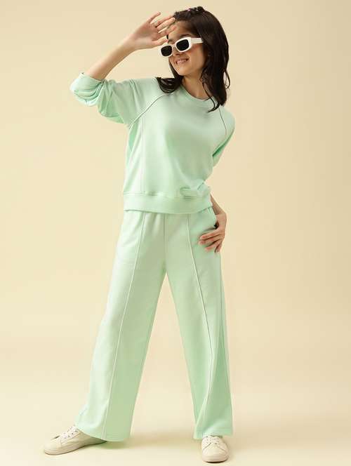 girls green solid active wear co-ord set - 22073278 -  Standard Image - 0