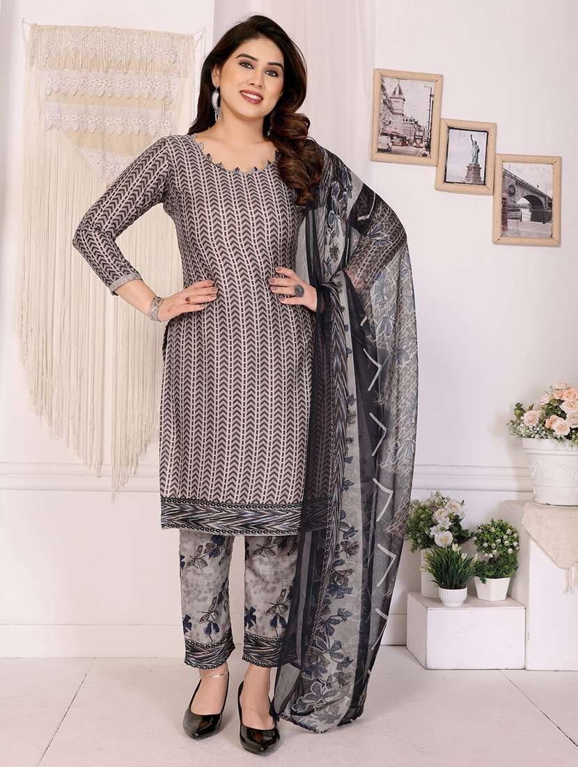 women printed unstitched suit set