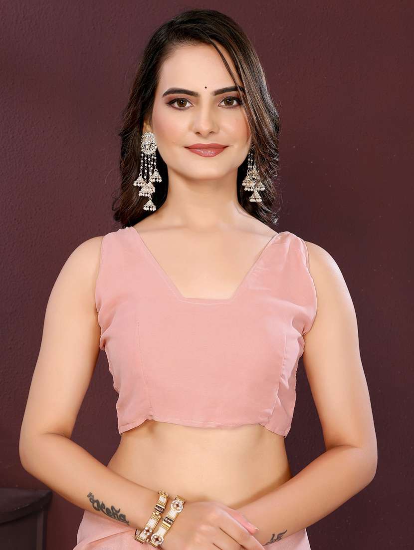 women solid with work embroidered saree with blouse - 22073944 - Standard Image - 5