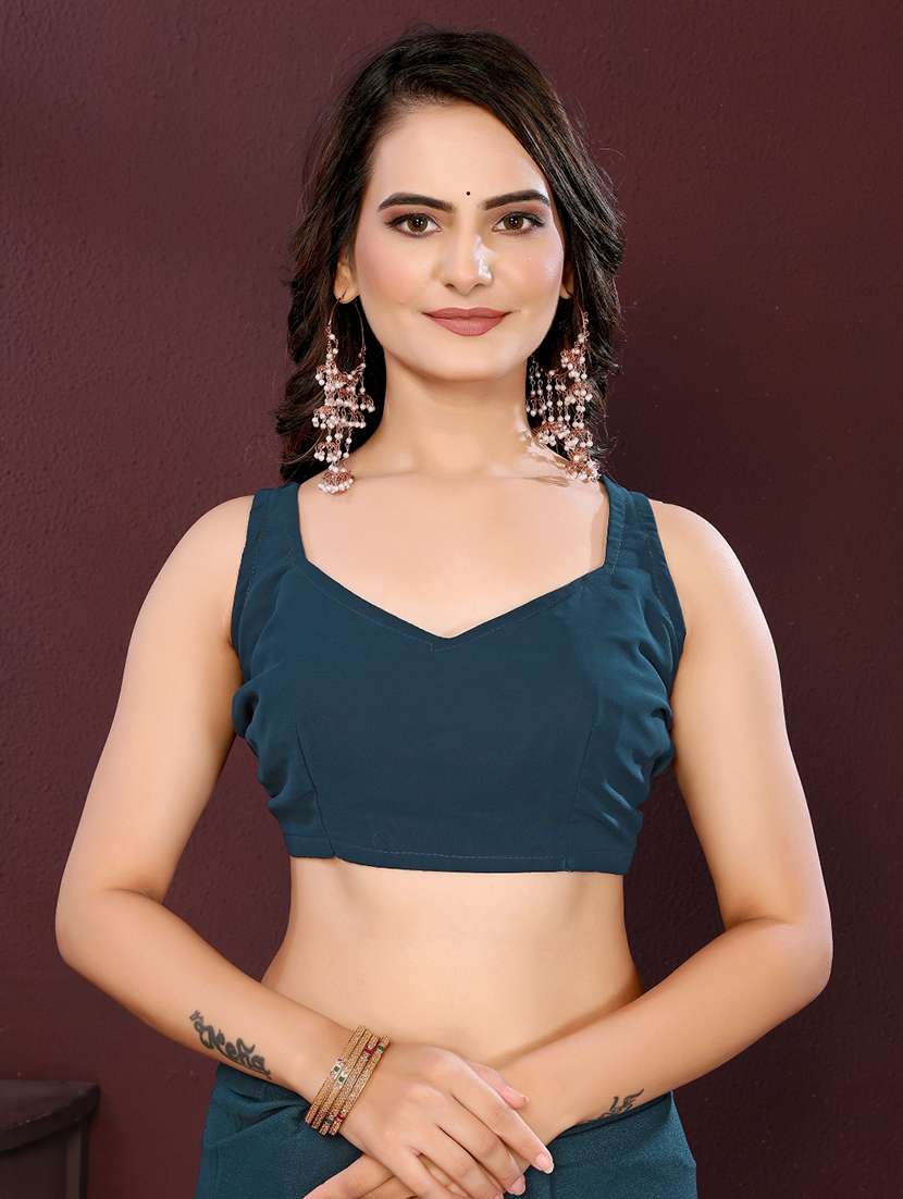 women solid with work embroidered saree with blouse - 22073948 - Standard Image - 5
