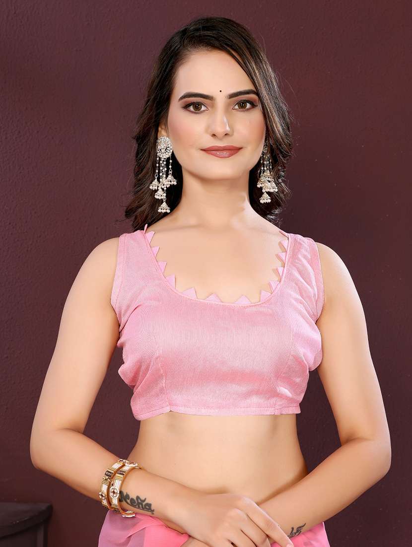pink georgette embroidered saree with blouse - 22073950 - Standard Image - 5