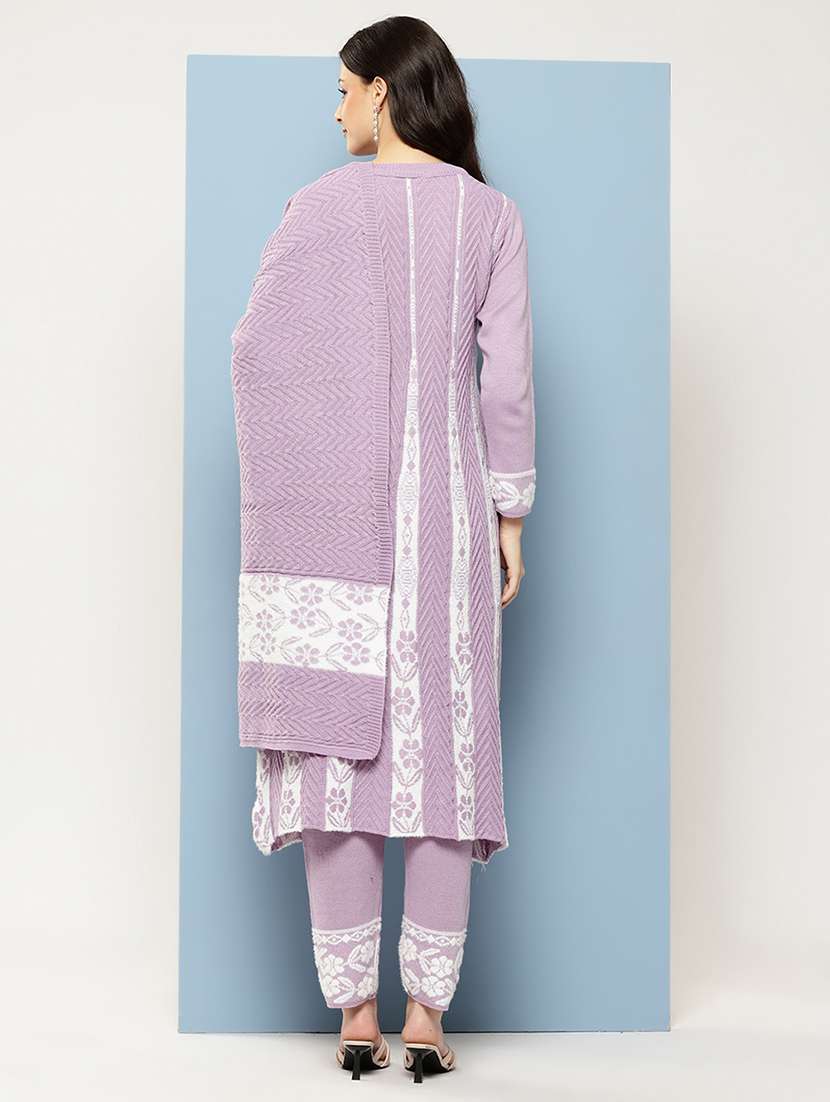 women self design long sleeve kurta pant with dupatta set - 22073990 -  Standard Image - 3