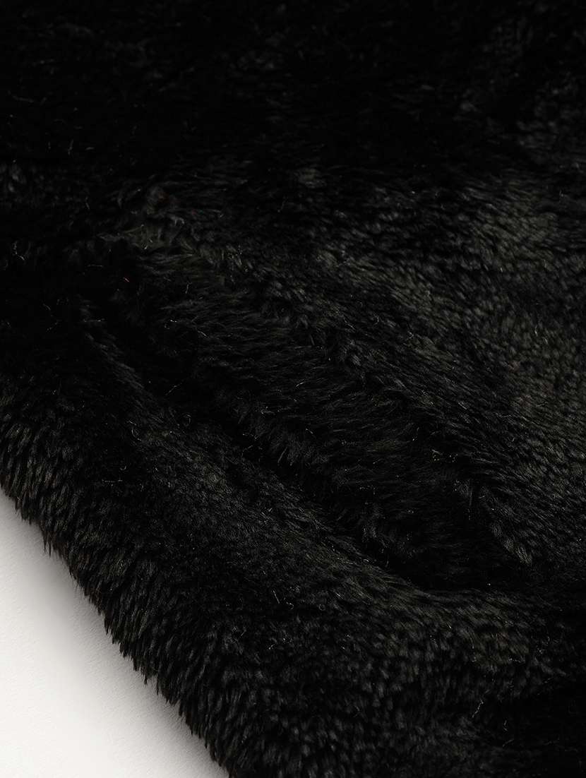 women solid stand collar long sleeve fur jacket - 22074023 - Standard Image - 5
