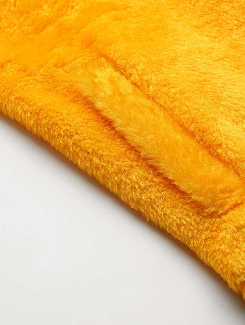 women solid stand collar long sleeve fur jacket - 22074024 -  Standard Image - 5