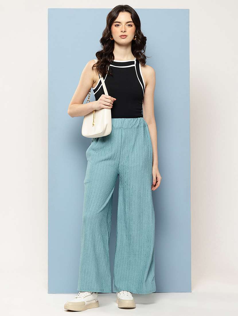 women solid mid rise flared palazzo - 22074042 -  Standard Image - 3