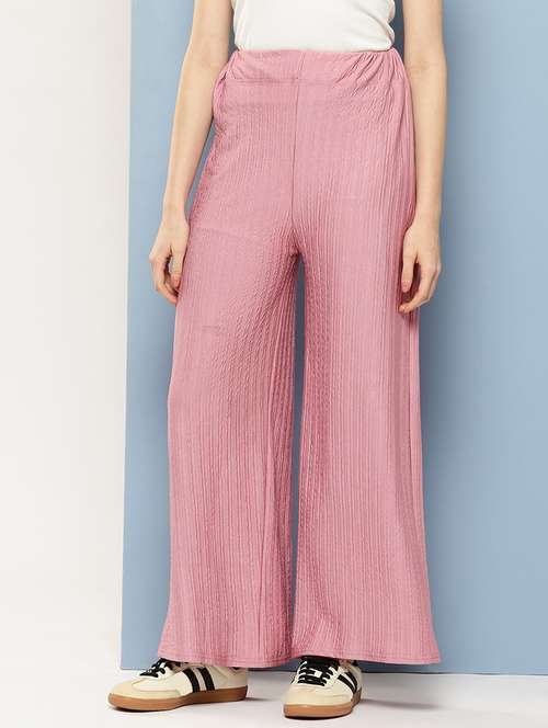 women solid mid rise flared palazzo - 22074045 - Standard Image - 0