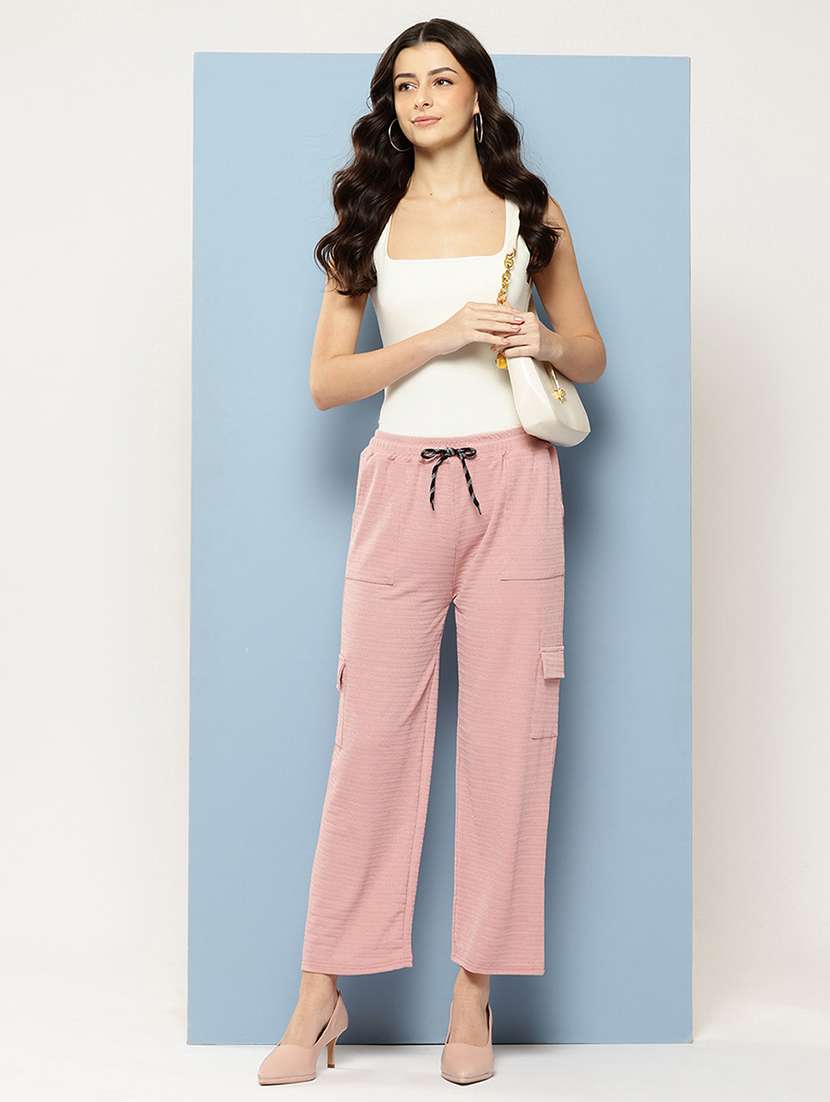 women solid mid rise regular fit cargo - 22074050 -  Standard Image - 3