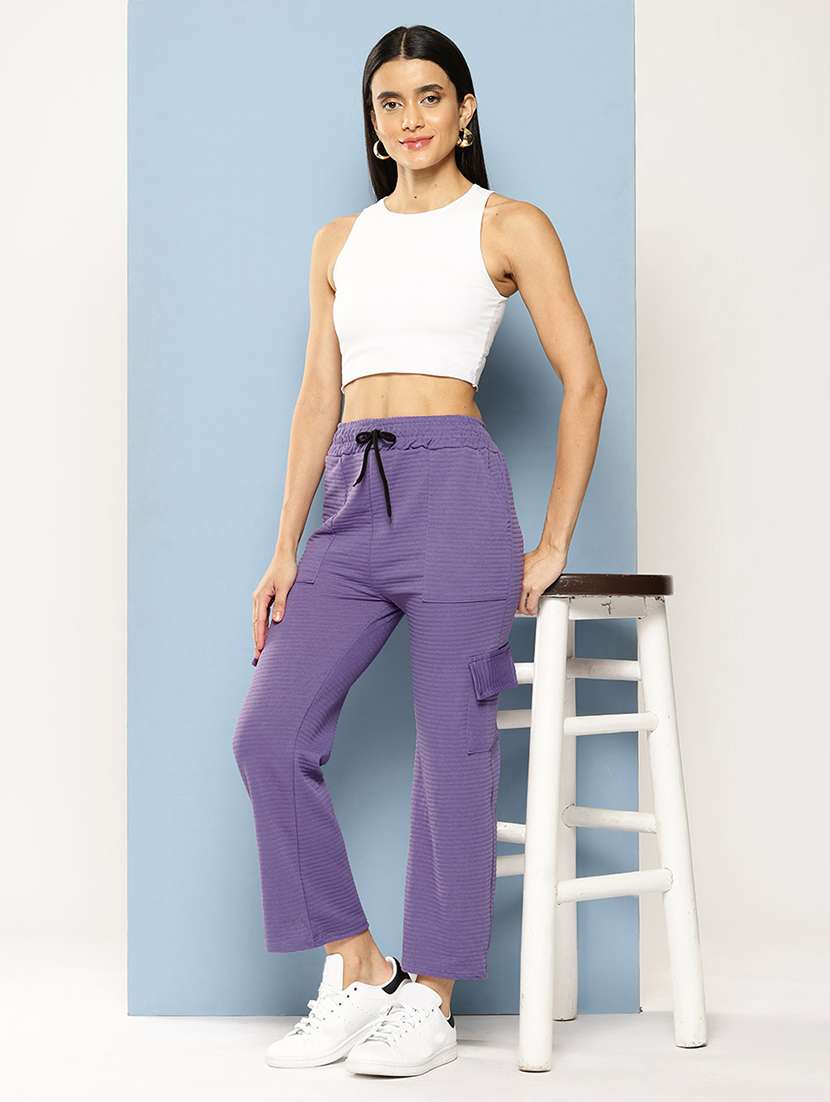 women solid mid rise regular fit cargo - 22074052 -  Standard Image - 3