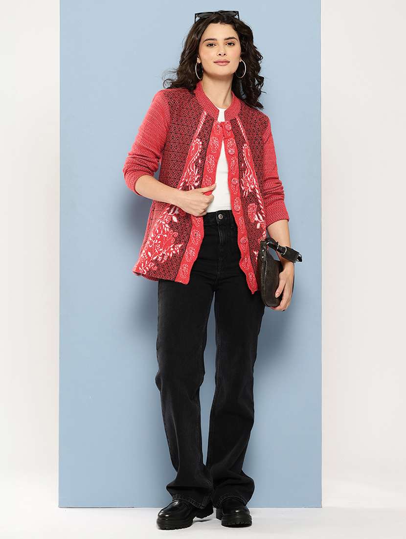red wool blend cardigan - 22074060 -  Standard Image - 3