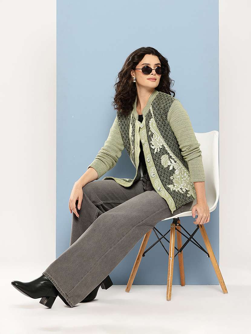 green wool blend cardigan - 22074061 -  Standard Image - 3