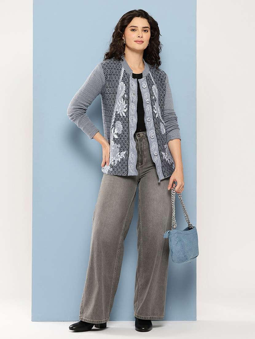 grey wool blend cardigan - 22074062 -  Standard Image - 3