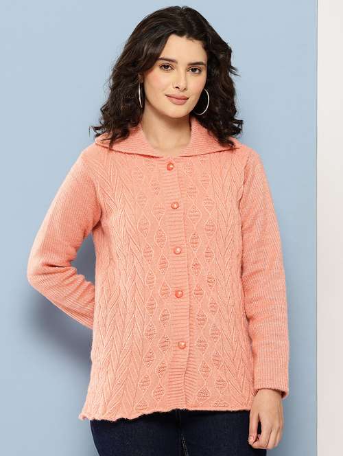 peach wool blend cardigan - 22074066 -  Standard Image - 0