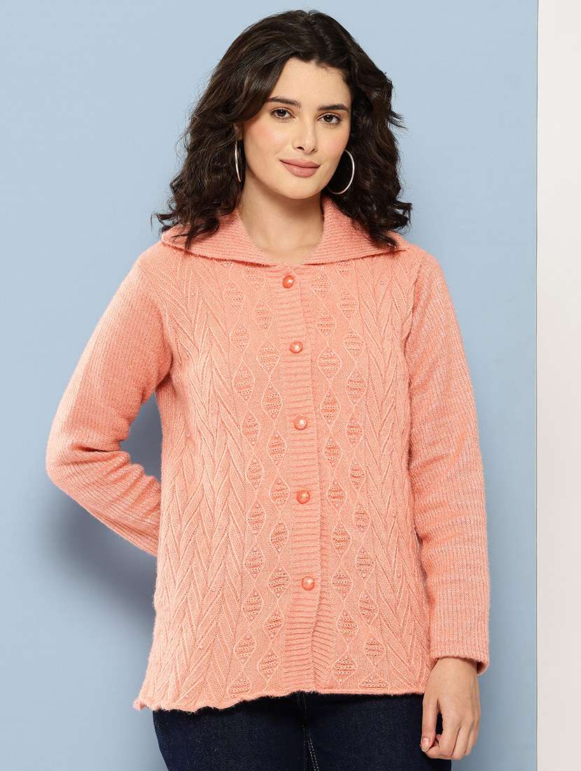peach wool blend cardigan